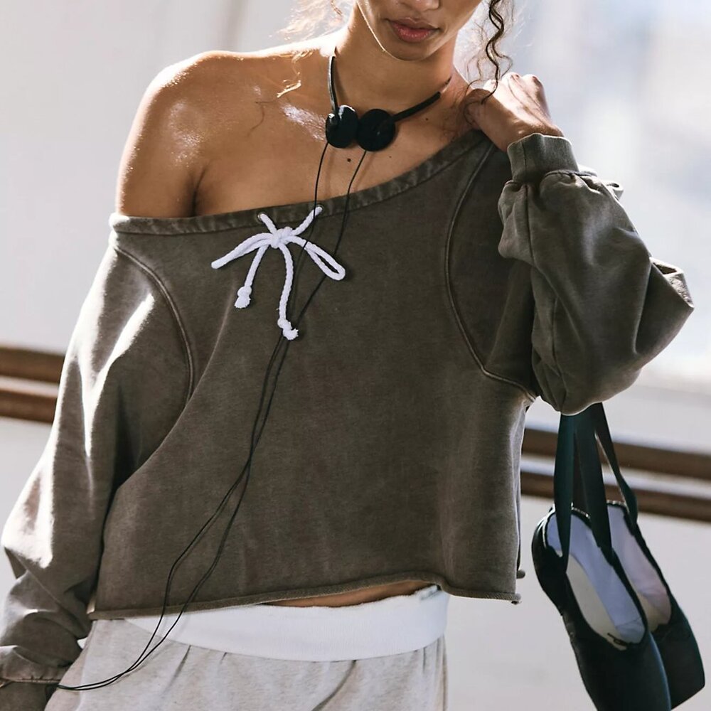 Free People For The Win Off The Shoulder Sweatshirt